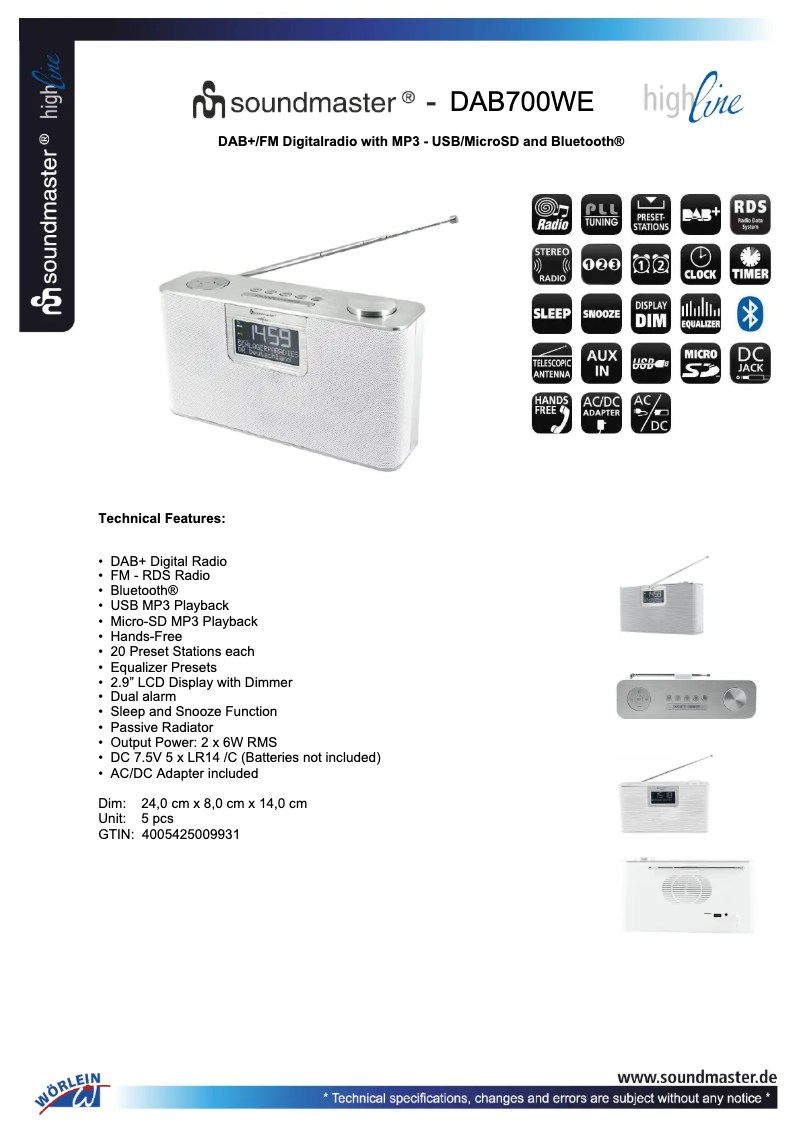 First page image of the manual for DAB700