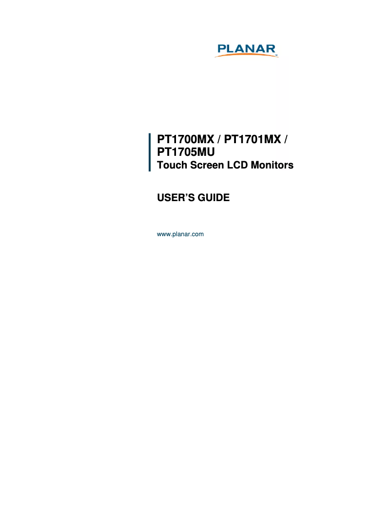 First page image of the manual for PT1705MU