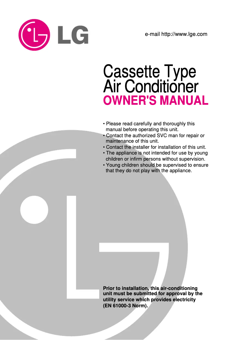 First page image of the manual for LTUH286FLC0