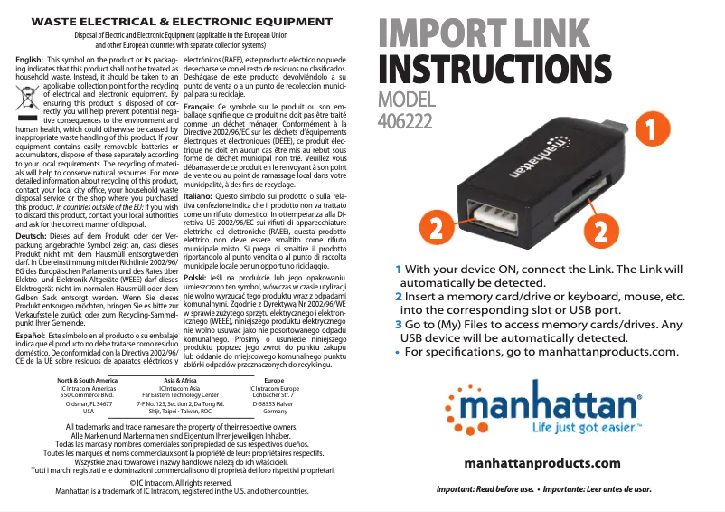 First page image of the manual for 406222