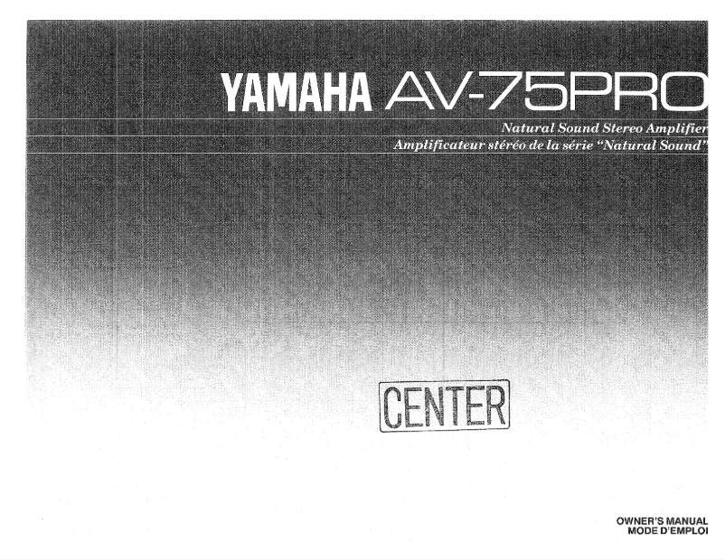 First page image of the manual for AV-75PRO