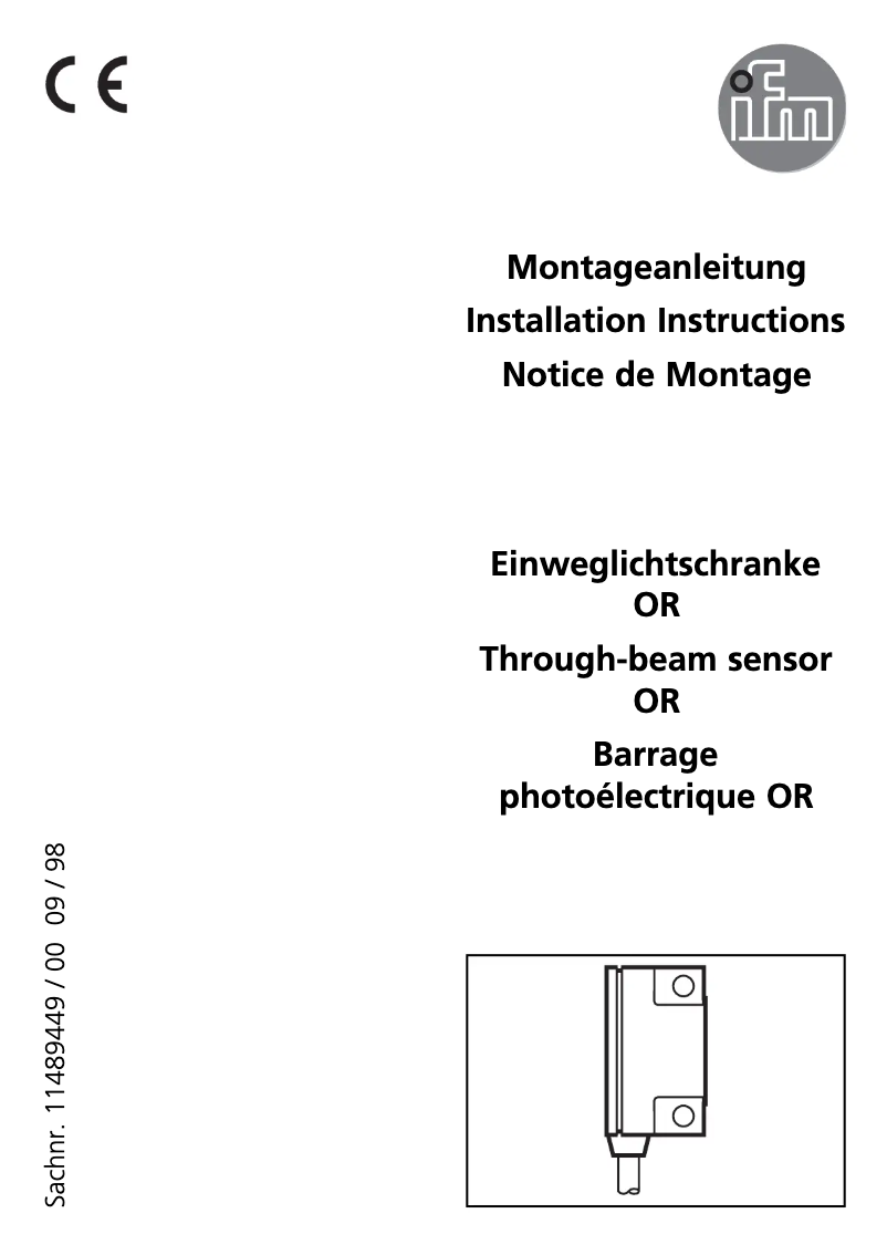 Page 1 of the manual User Manual IFM OR0005