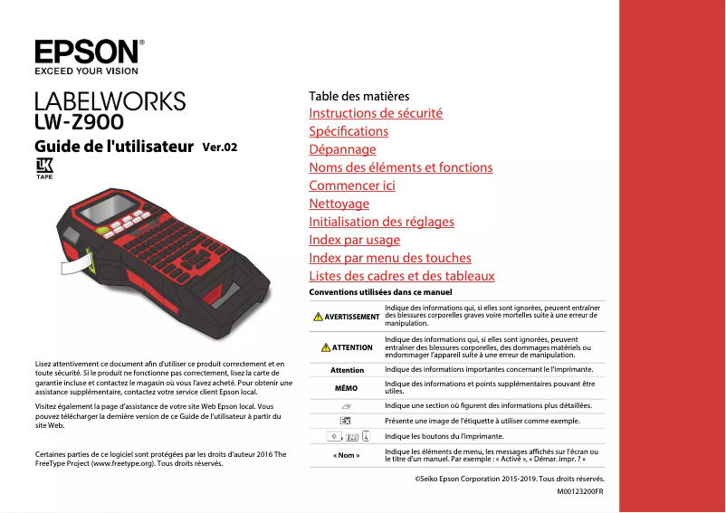 First page image of the manual for LabelWorks LW-Z900