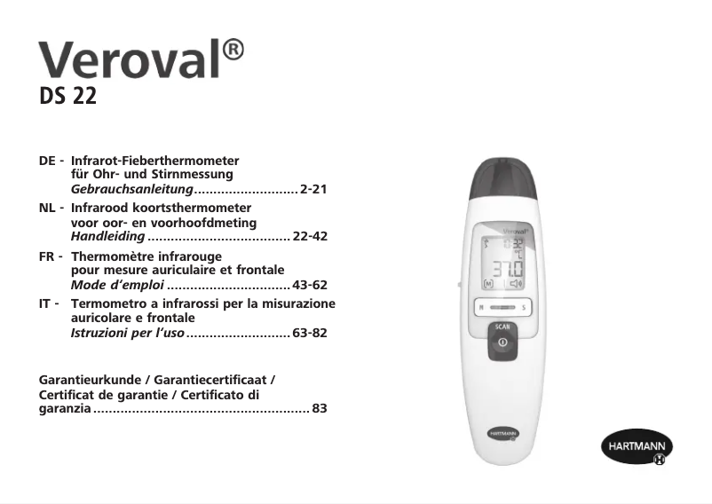 Page 1 of the manual User Manual Hartmann Veroval DS 22
