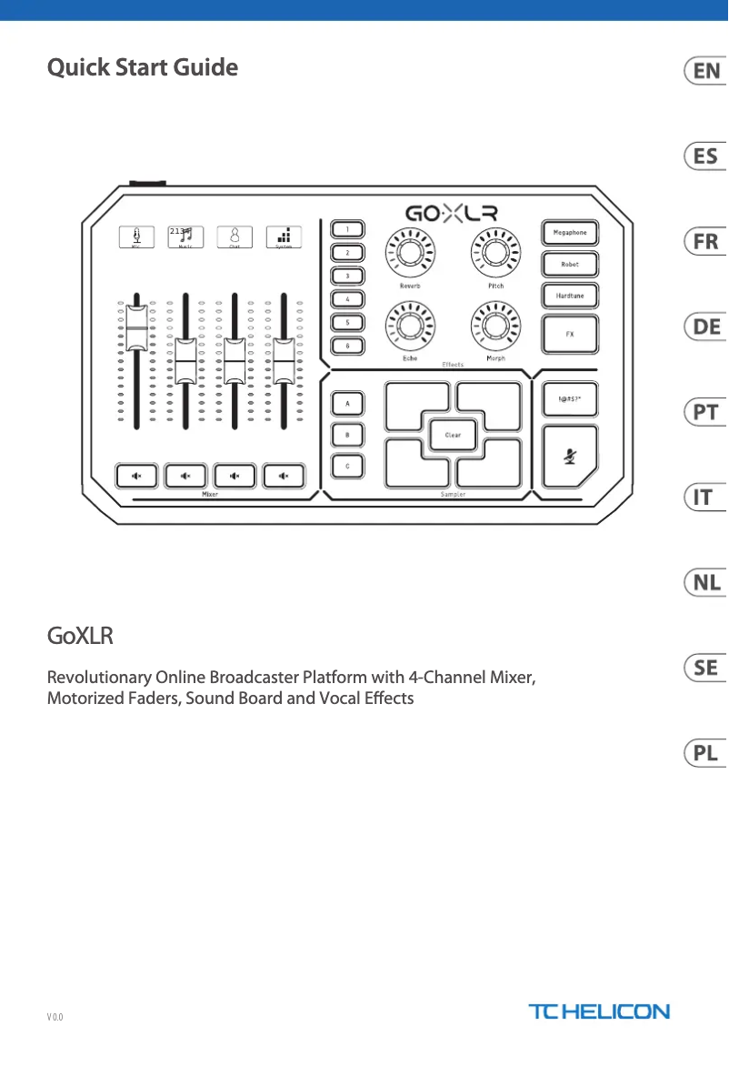 Page 1 of the manual Quick Start Guide TC Helicon GO XLR