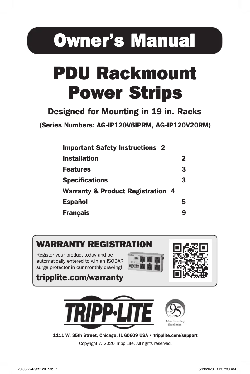 Page 1 of the manual User Manual Tripp Lite PDU121506