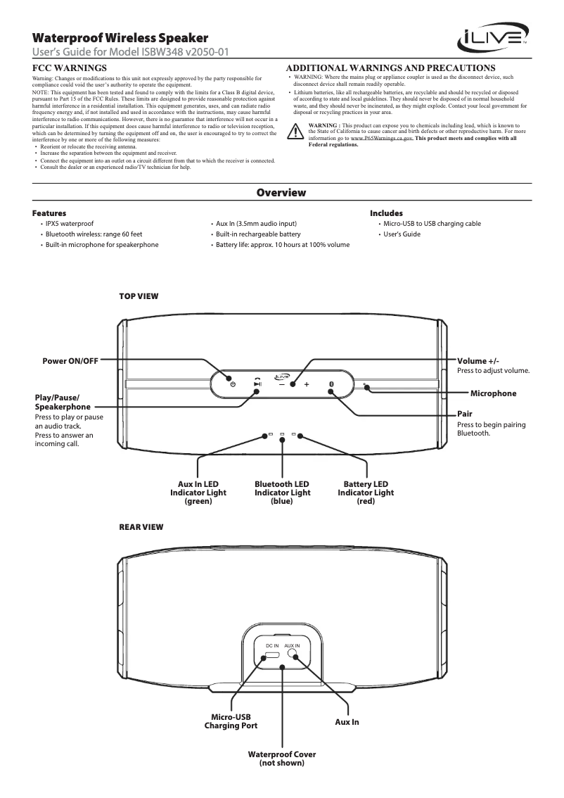 Page 1 of the manual User Manual iLive ISBW348