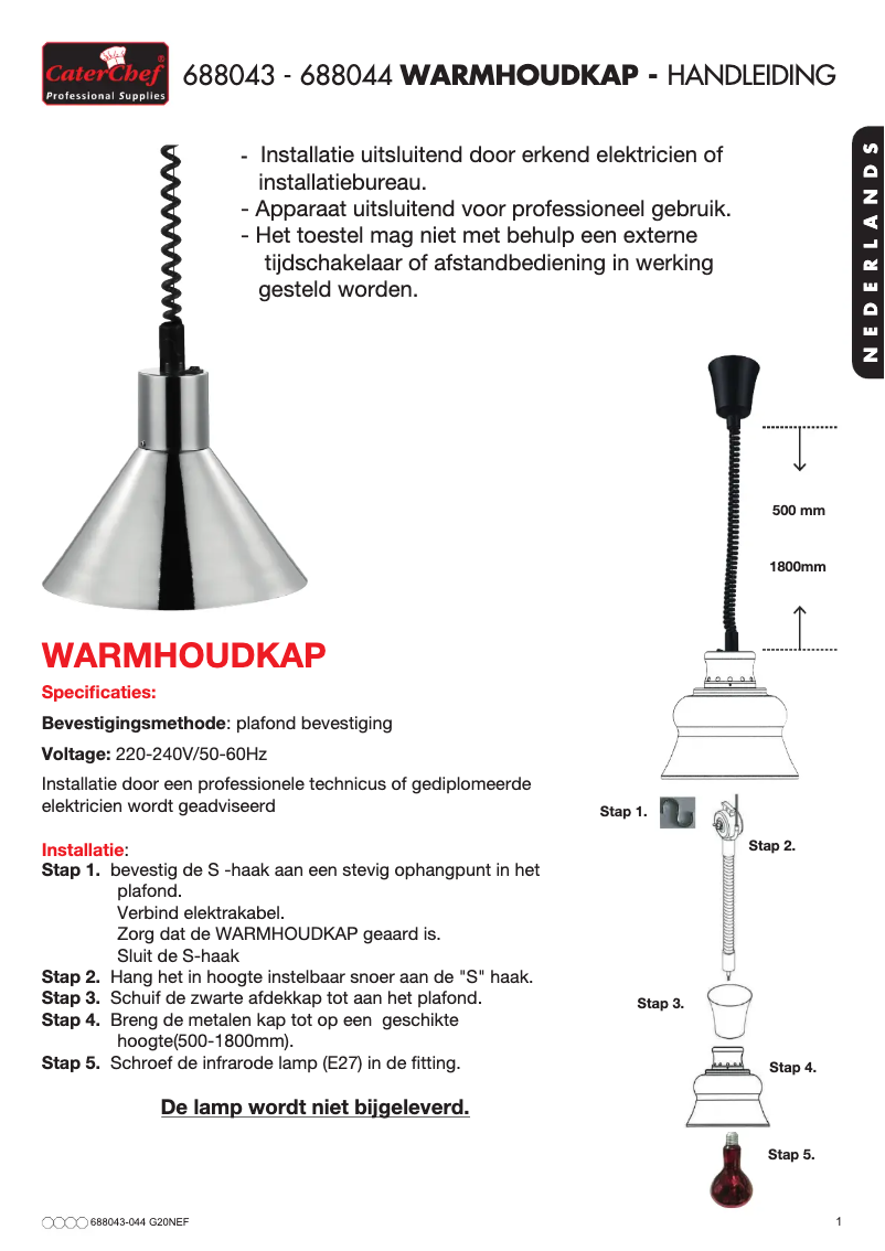 Page 1 of the manual User Manual CaterChef 688043