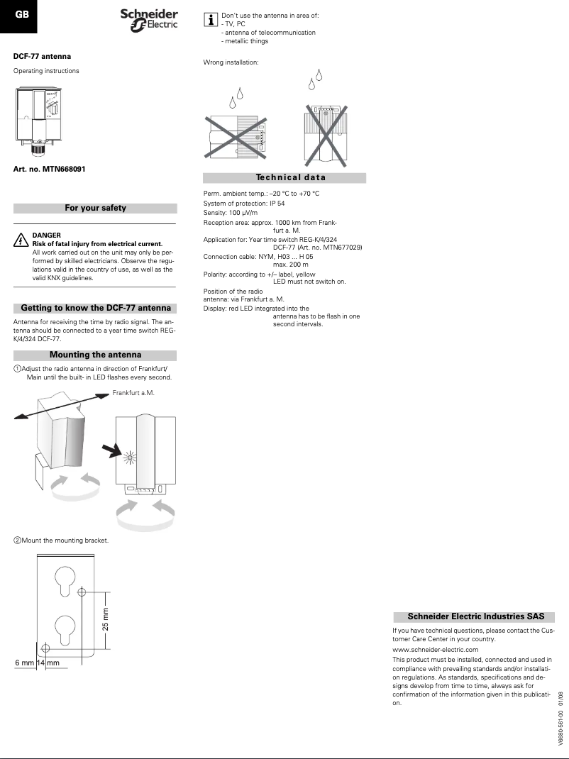 Page 1 de la notice Manuel utilisateur Schneider MTN668091