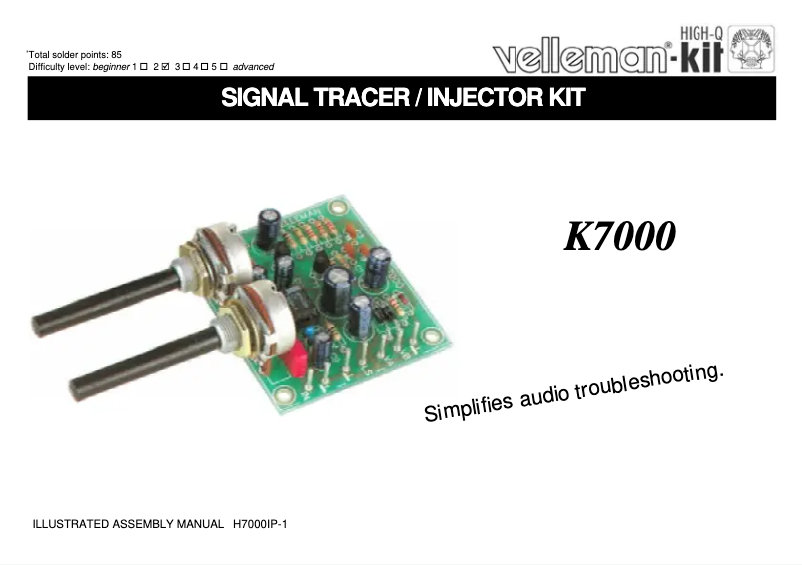 Page 1 of the manual Instructions / Assembly Velleman K7000