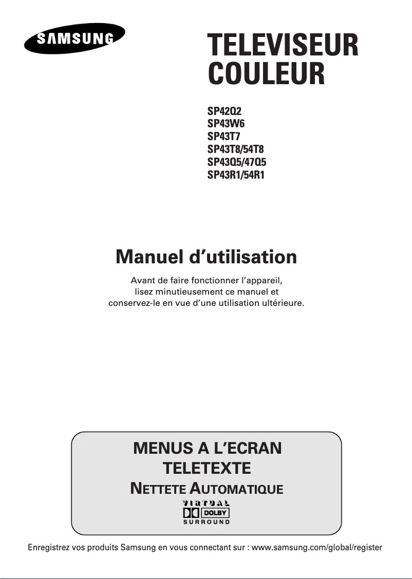 Page 1 of the manual User Manual Samsung SP-54R1HL