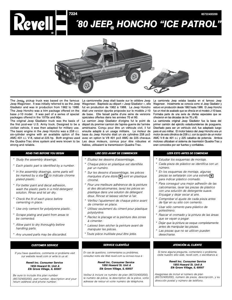 Page 1 of the manual User Manual Revell '80 Jeep Honcho "Ice Patrol"