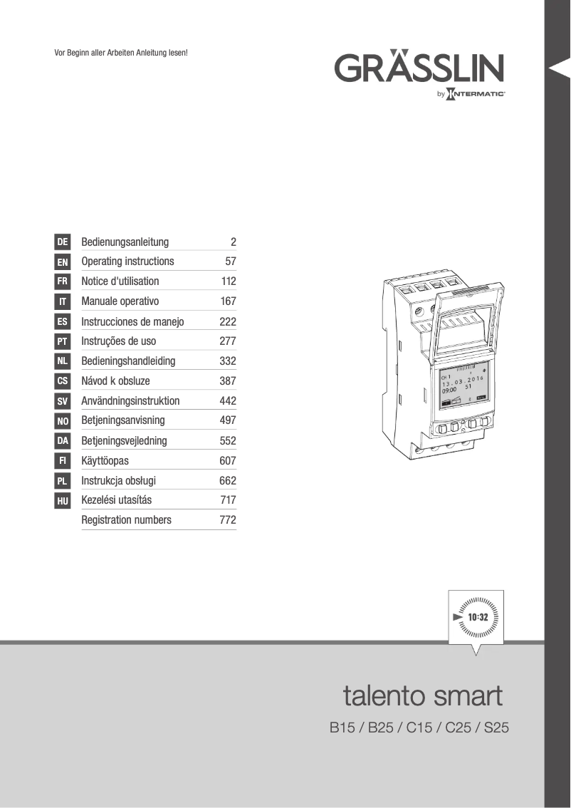 Page 1 of the manual User Manual Grässlin talento smart CE2