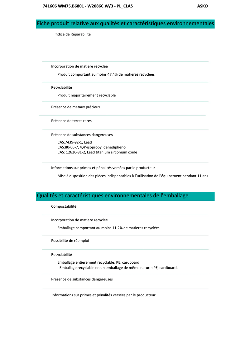 First page image of the manual for W2086C.W/3