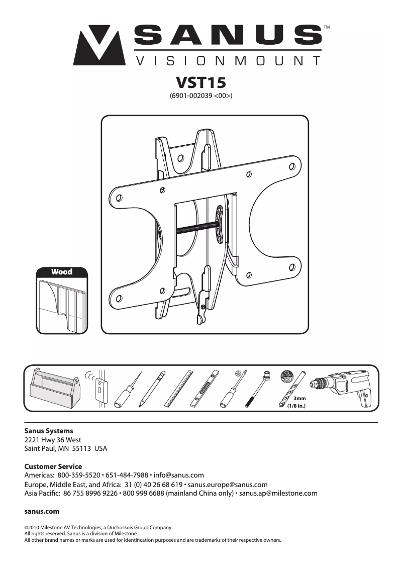 Page 1 of the manual User Manual Sanus VisionMount VST15
