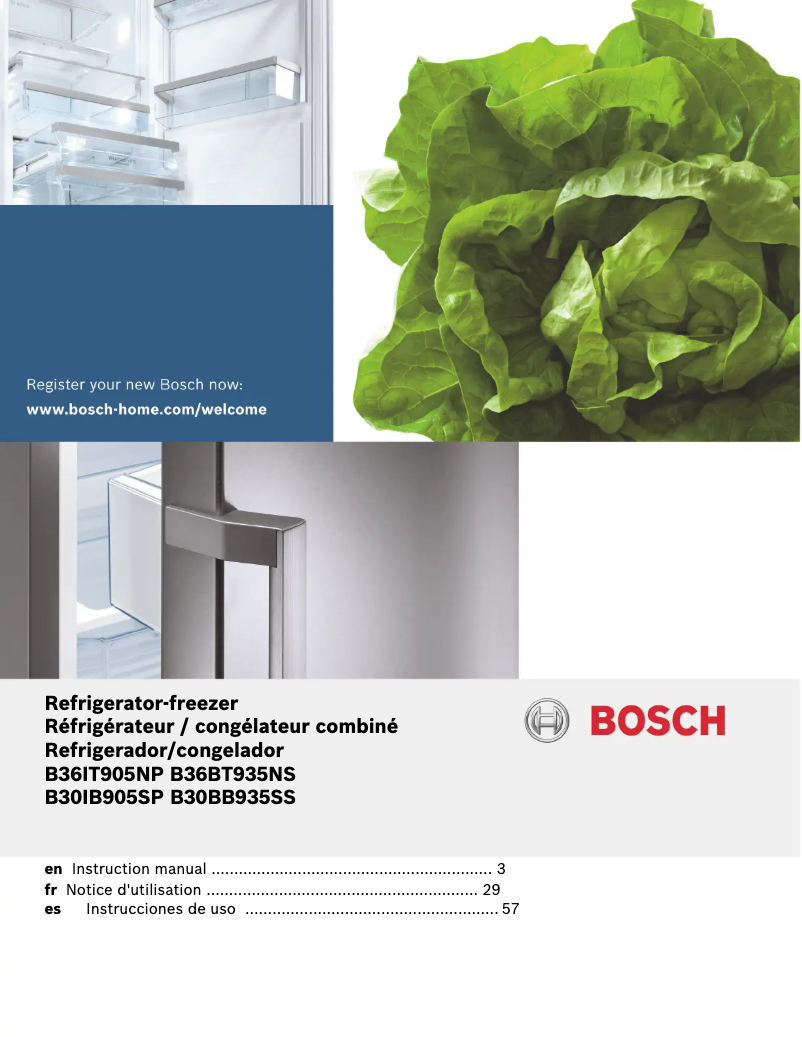Page 1 of the manual Use and Maintenance Manual Bosch B30BB935SS