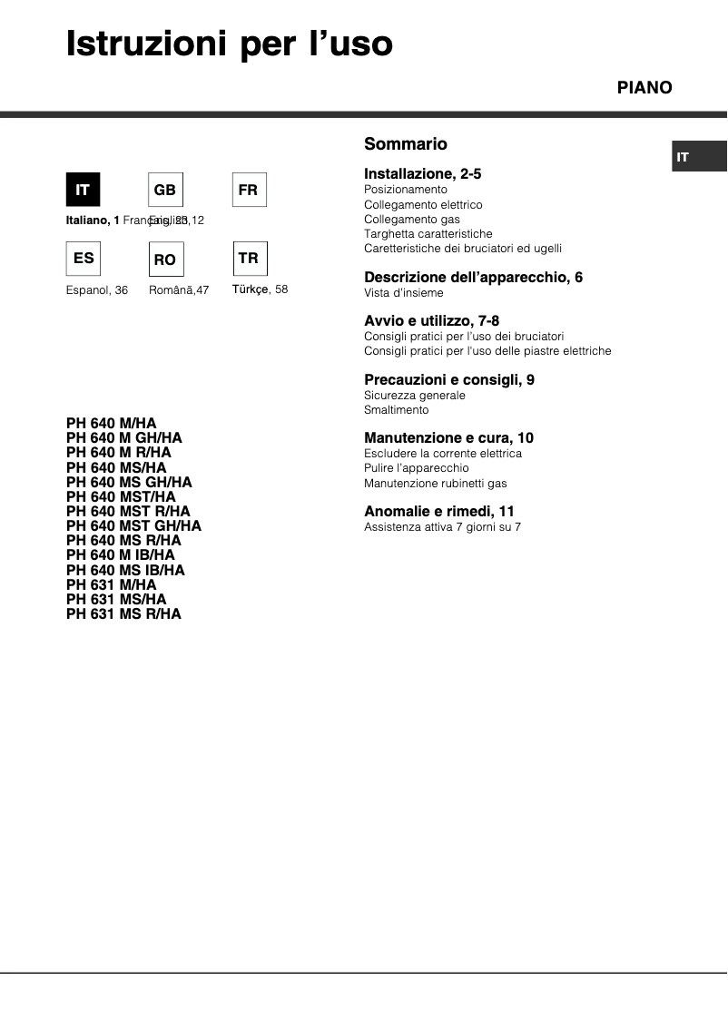 First page image of the manual for PH 640MST (AV) R/HA