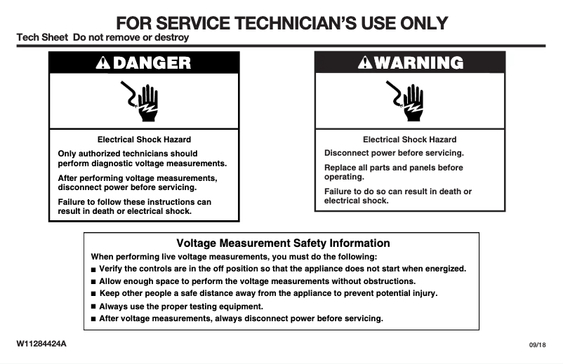 Page 1 of the manual Technical Sheet JennAir JJW2430IL