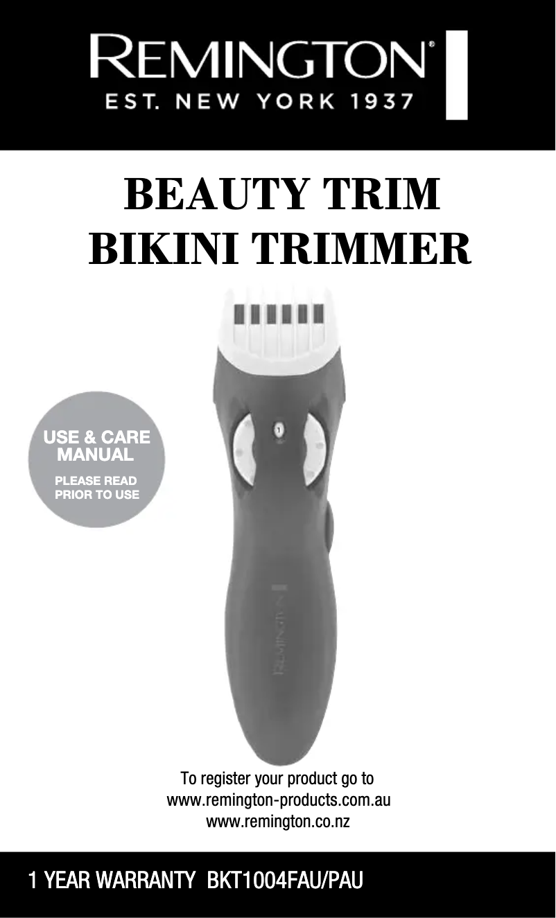 First page image of the manual for Beauty Trim BKT1004P