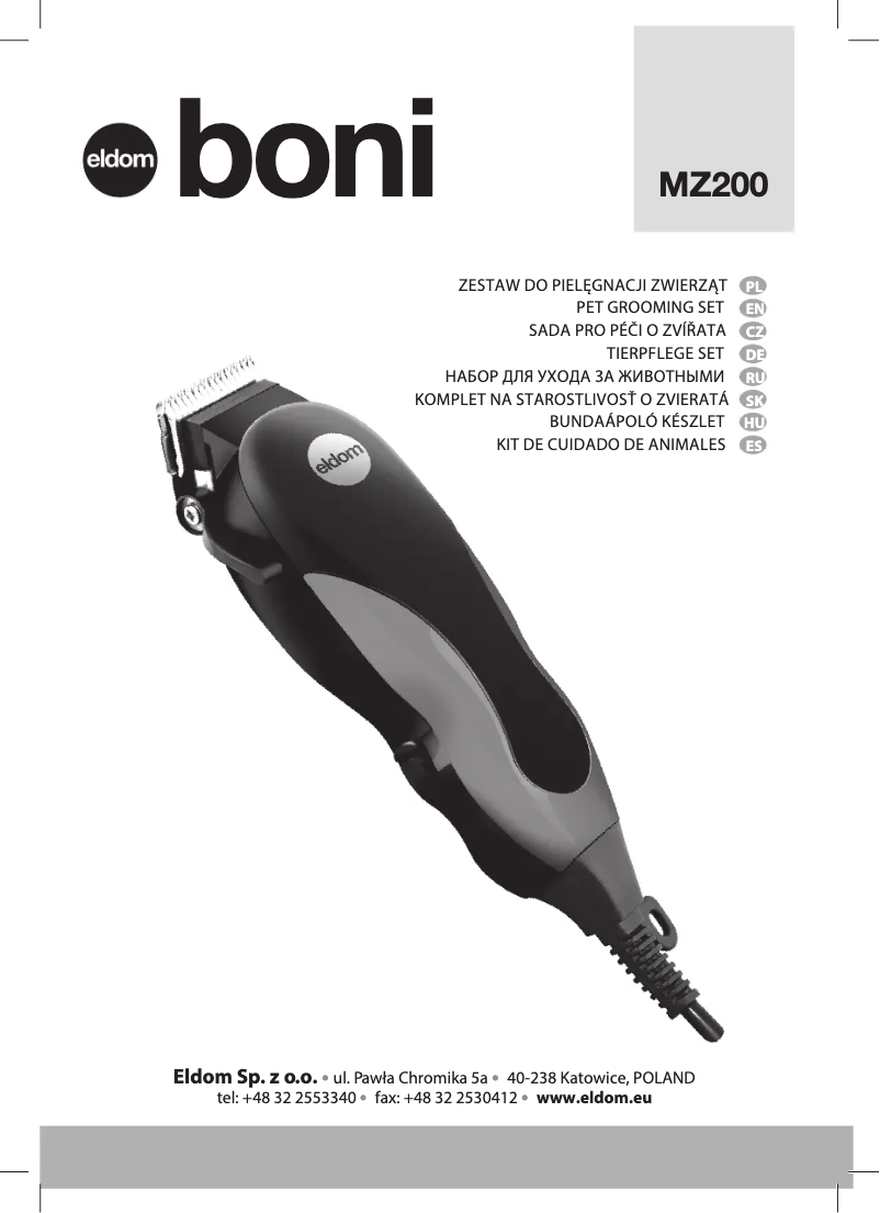 Page 1 of the manual User Manual Eldom BONI MZ200