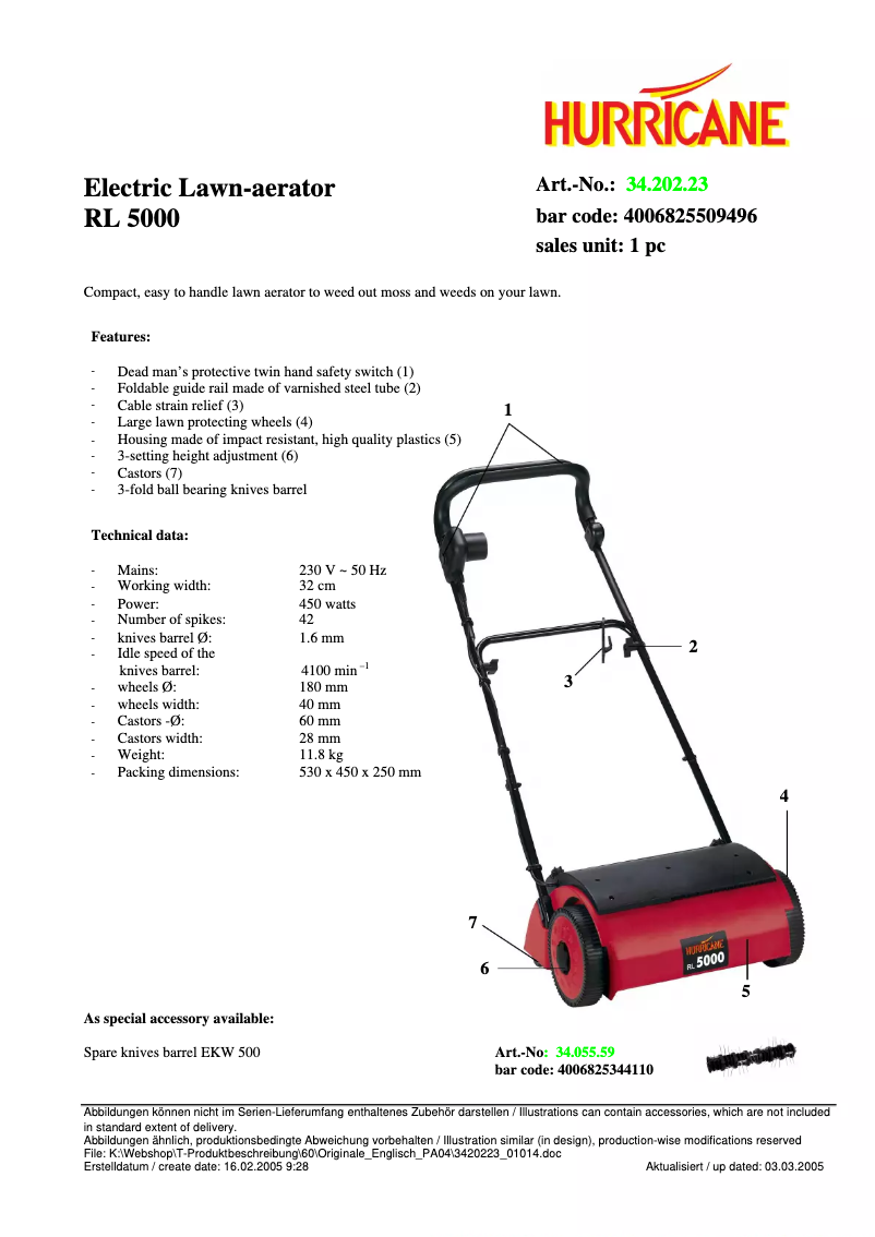 First page image of the manual for RL 5000