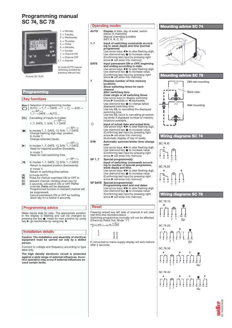 First page image of the manual for SC 78