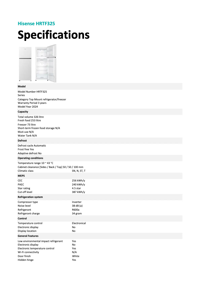 First page image of the manual for HRTF325