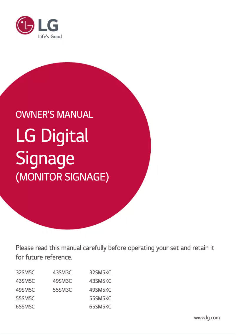 Page 1 of the manual User Manual LG 65SM5C