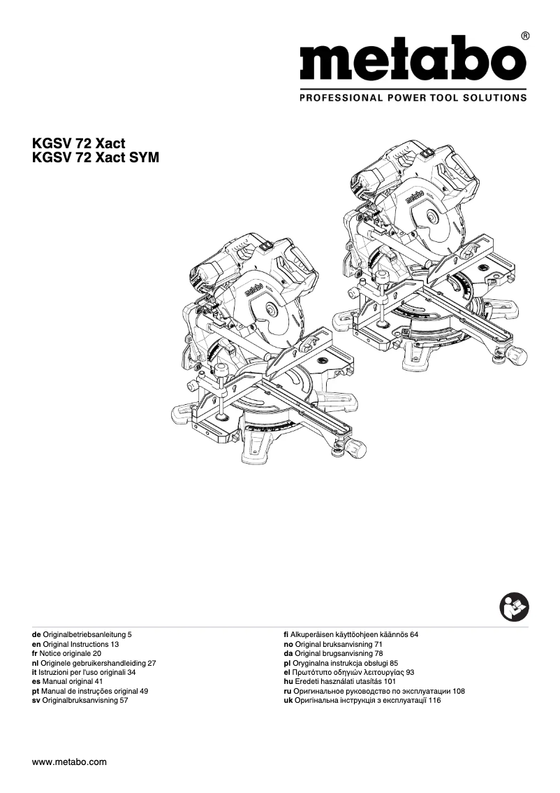 Page 1 of the manual User Manual Metabo KGSV 72 Xact SYM