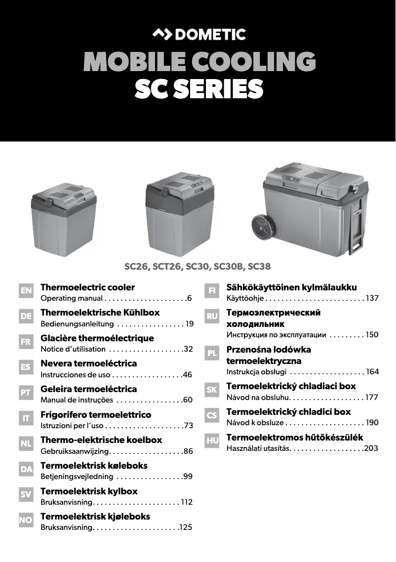 Page 1 de la notice Manuel utilisateur Dometic CoolFun SC 38
