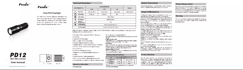 Page 1 of the manual User Manual Fenix PD12