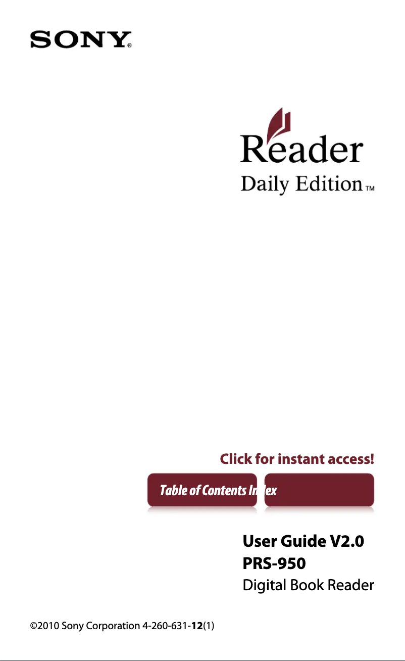 Page 1 of the manual User Manual Sony PRS-950