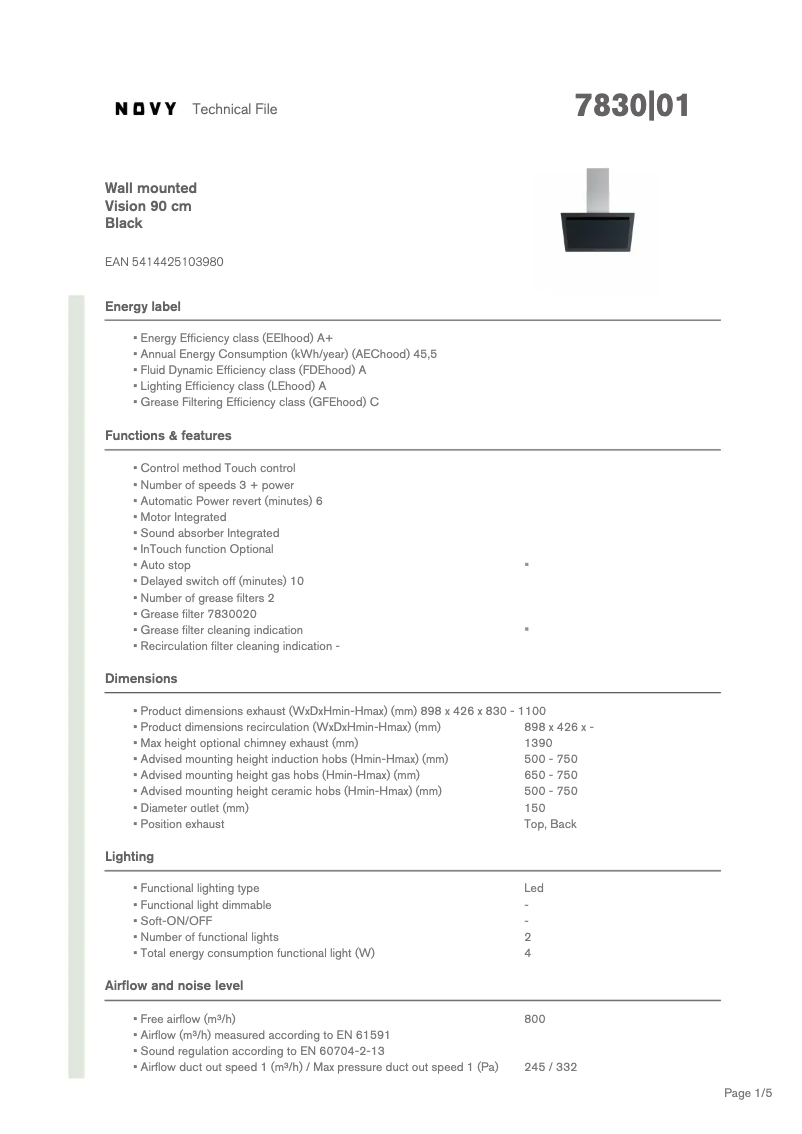 First page image of the manual for Vision 7830