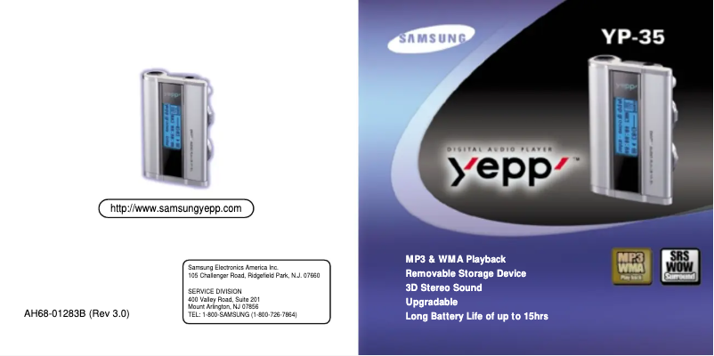 Page 1 of the manual User Manual Samsung Yepp YP-35