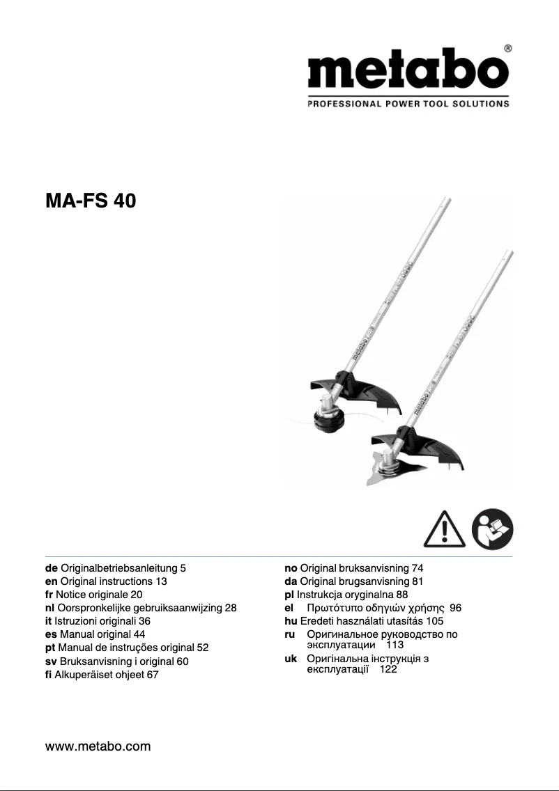 Page 1 of the manual User Manual Metabo MA-FS 40