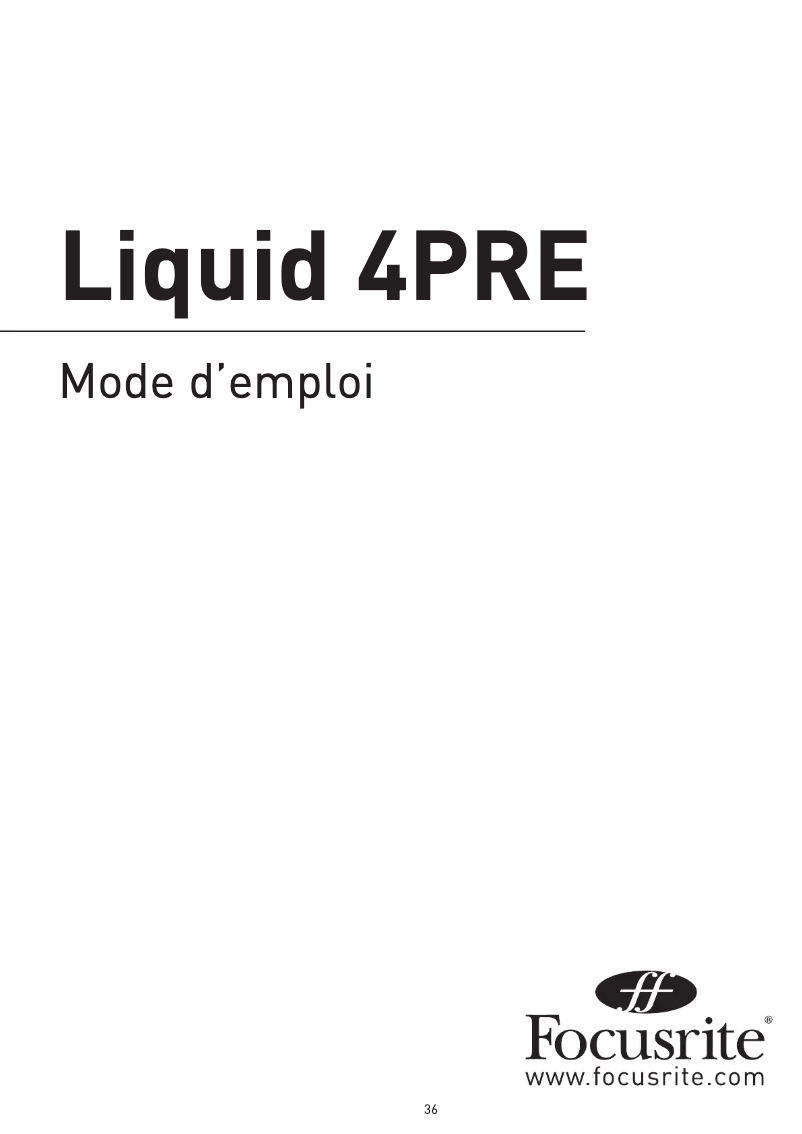 Page 1 of the manual User Manual Focusrite Liquid 4Pre