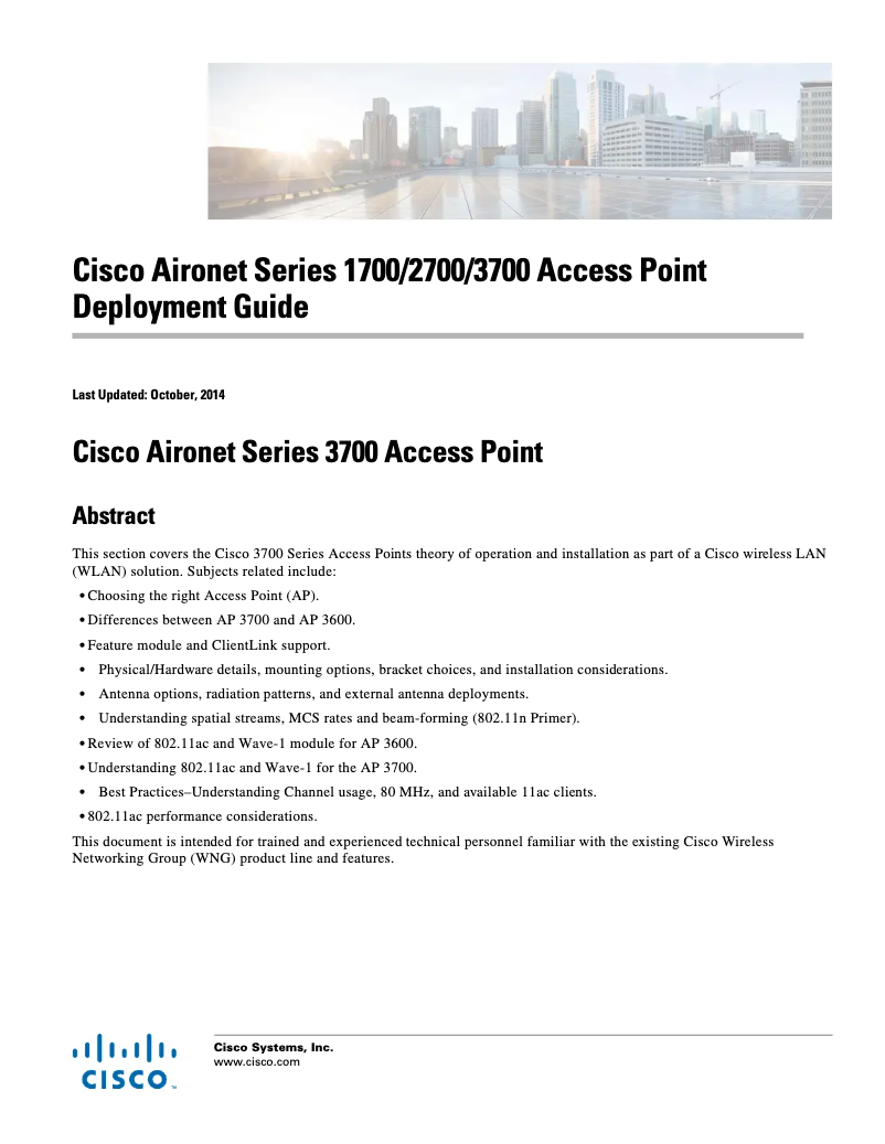 Page 1 de la notice Manuel utilisateur Cisco Aironet 2702E