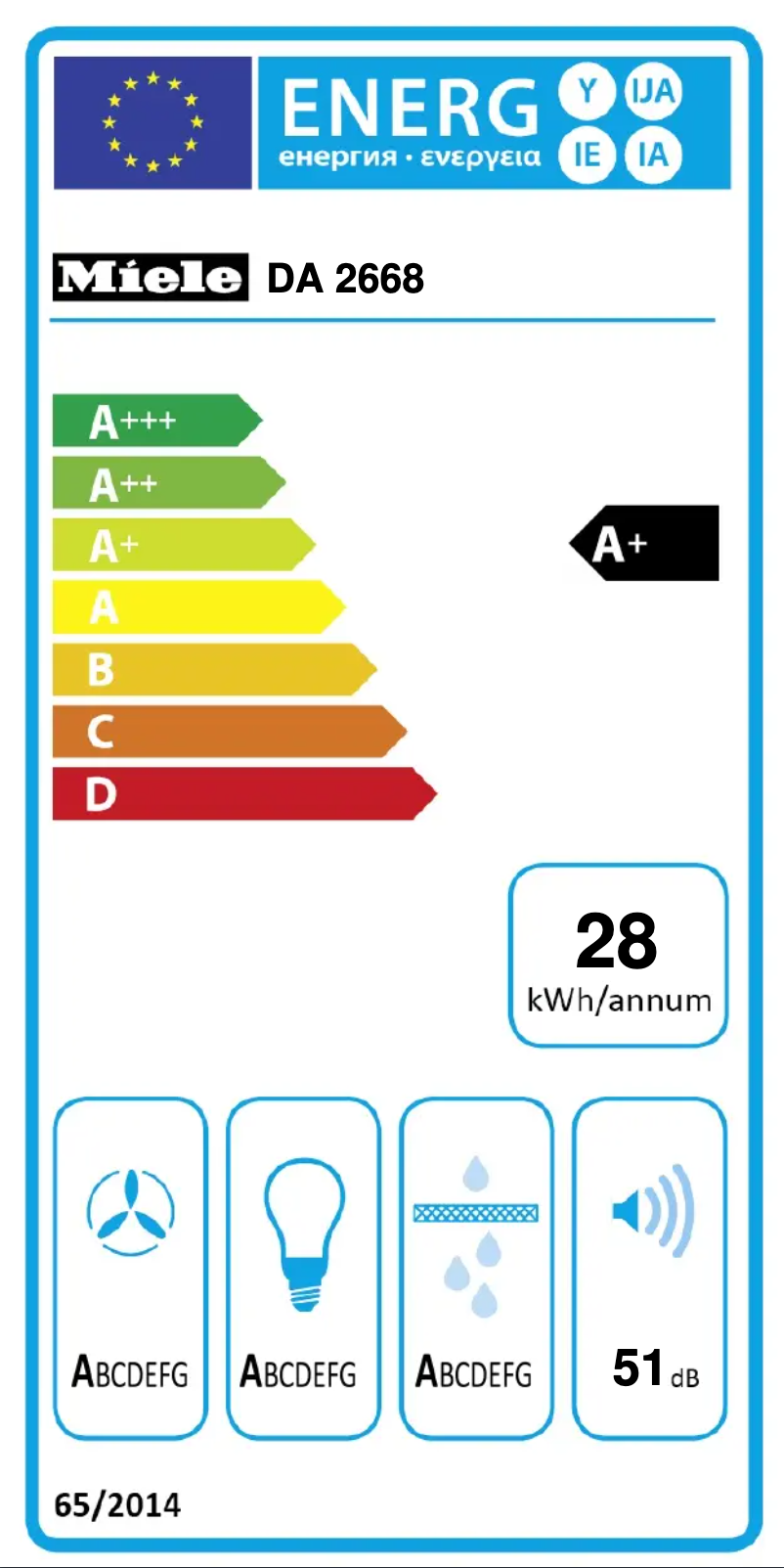 Page 1 of the manual Energy Label Miele DA 2668