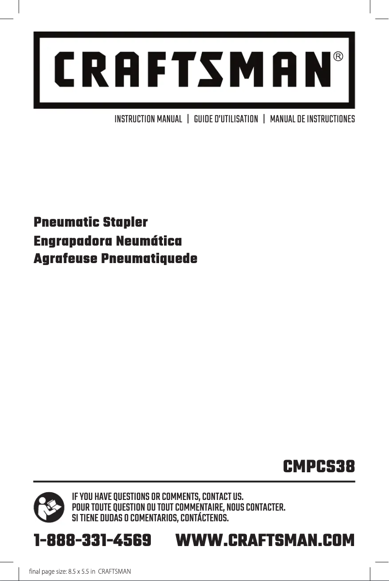 Page 1 of the manual User Manual Craftsman CMPCS38