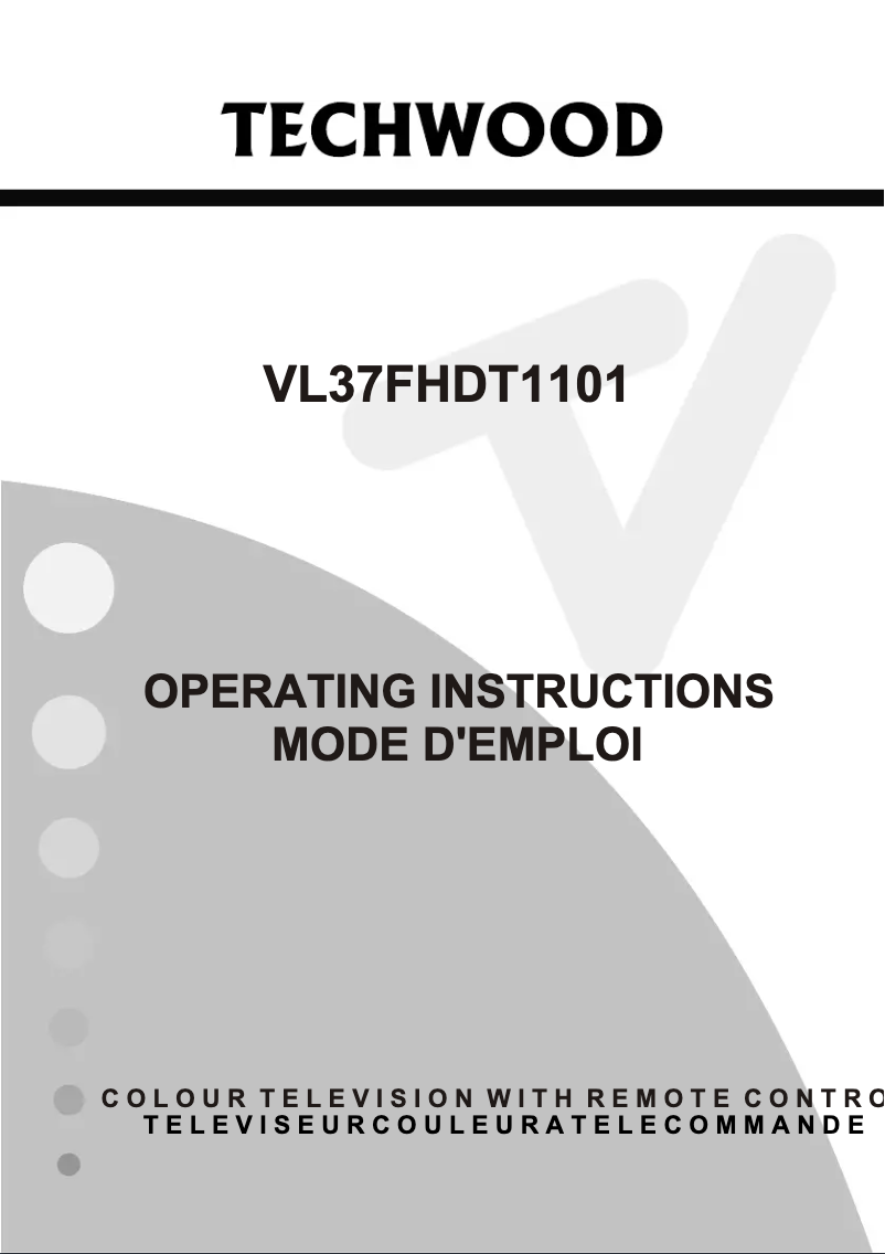 First page image of the manual for VL37FHDT1101