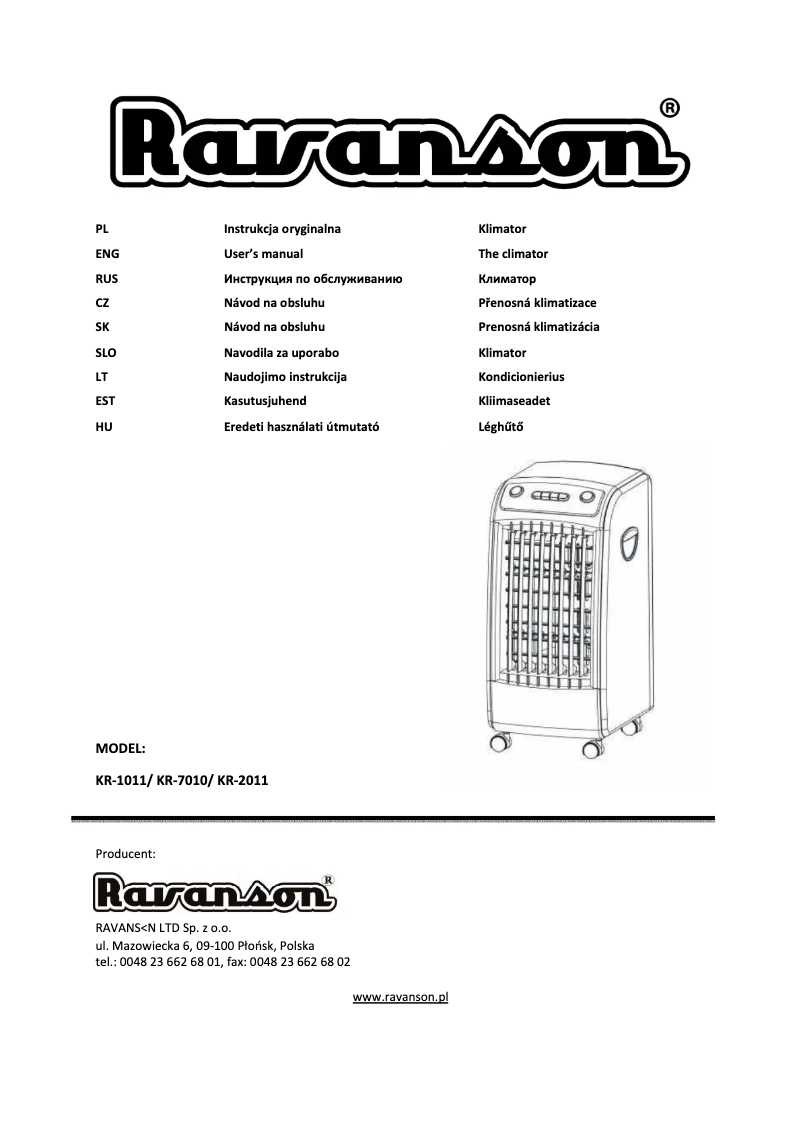 Page 1 of the manual User Manual Ravanson KR-7010