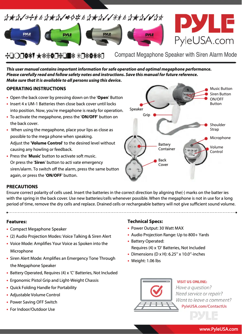 Page 1 of the manual User Manual Pyle PMP33SLE