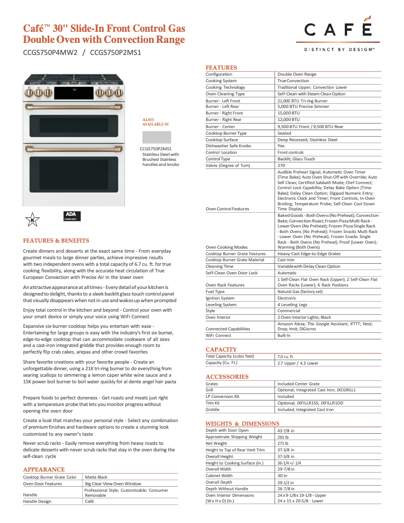 First page image of the manual for CCGS750P2MS1