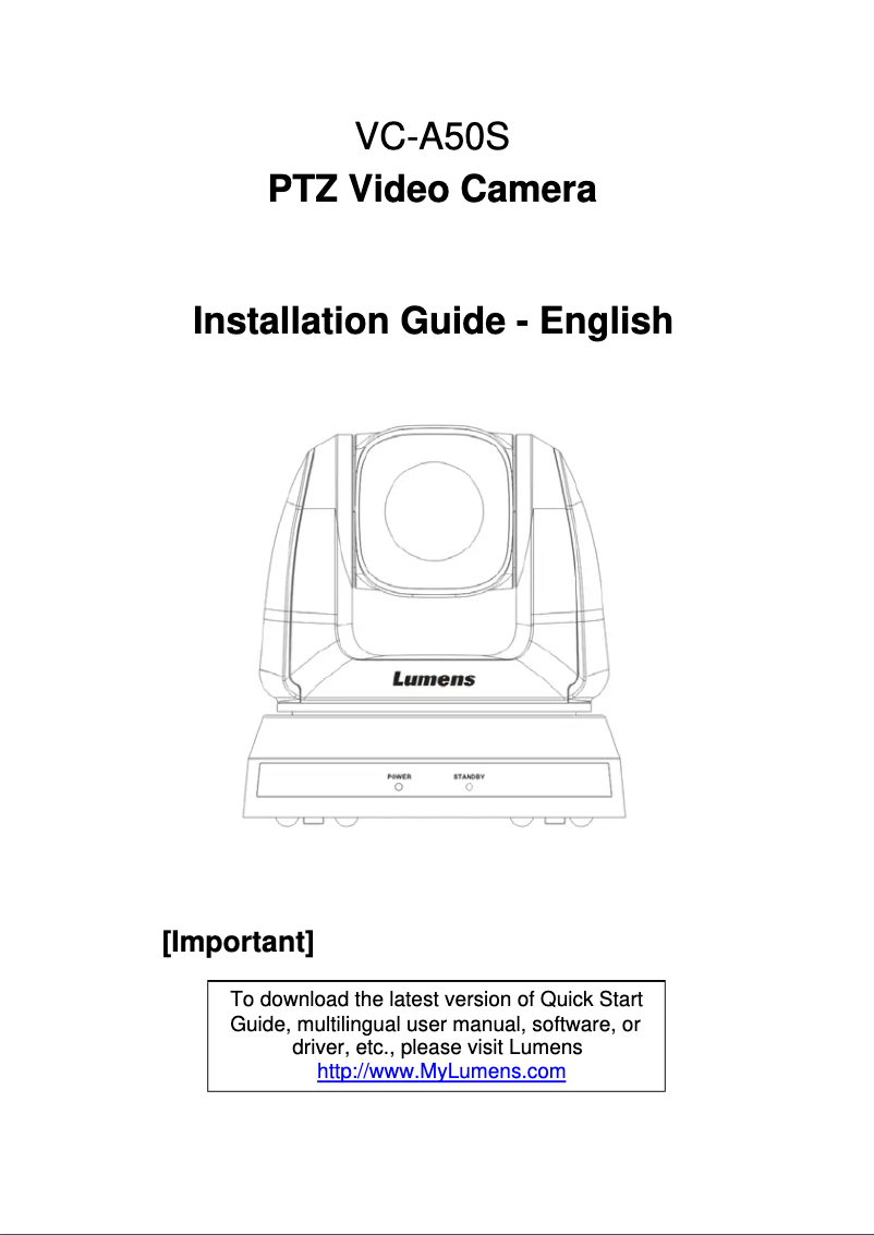 Page 1 of the manual User Manual Lumens VC-A50SB