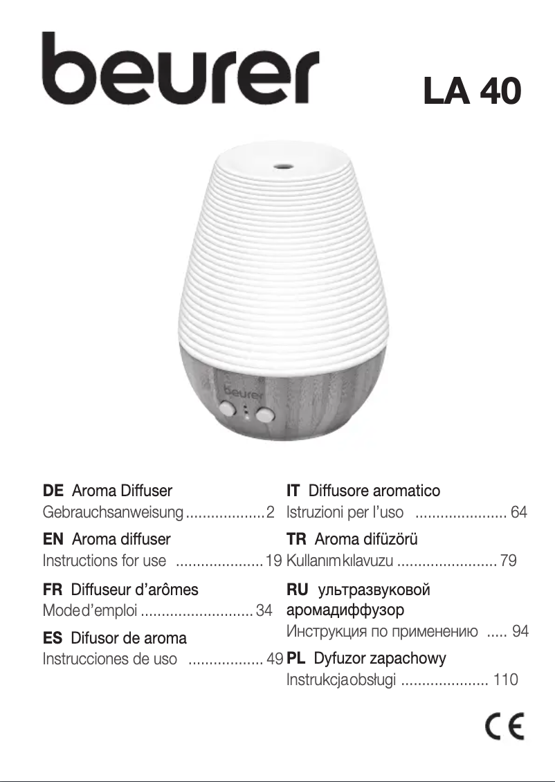 First page image of the manual for LA 40