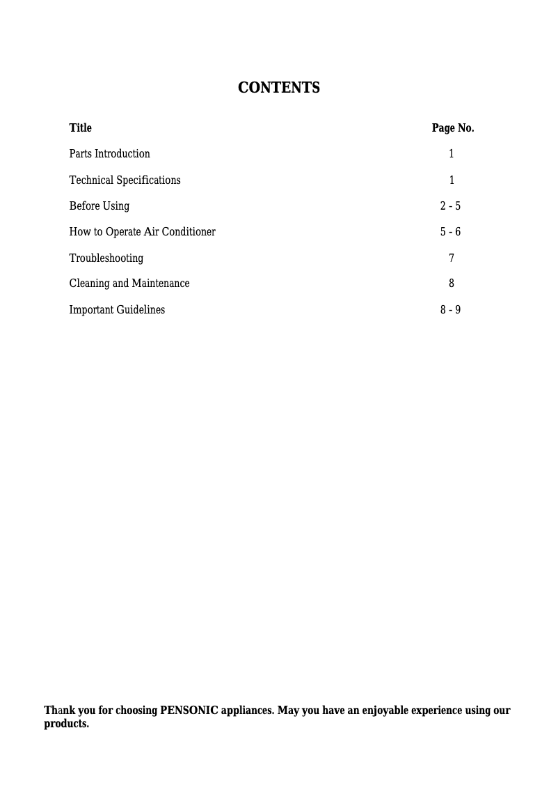 First page image of the manual for PPA-109