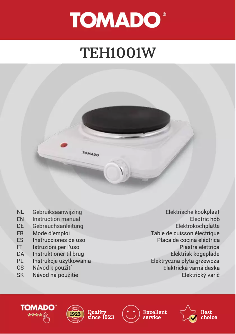 First page image of the manual for TEH1001W