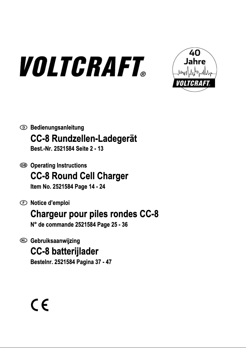 Page 1 of the manual User Manual Voltcraft CC-8