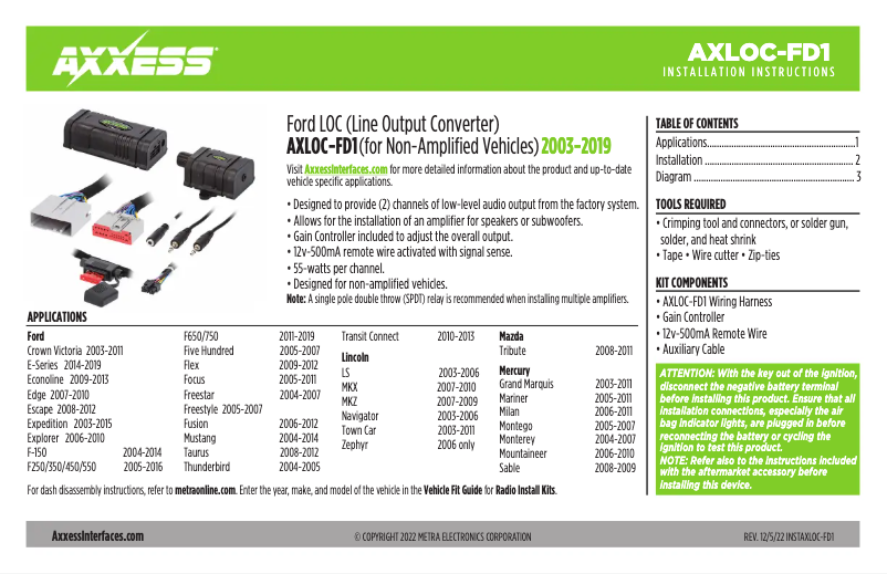 Page 1 of the manual User Manual AXESS AXLOC-FD1