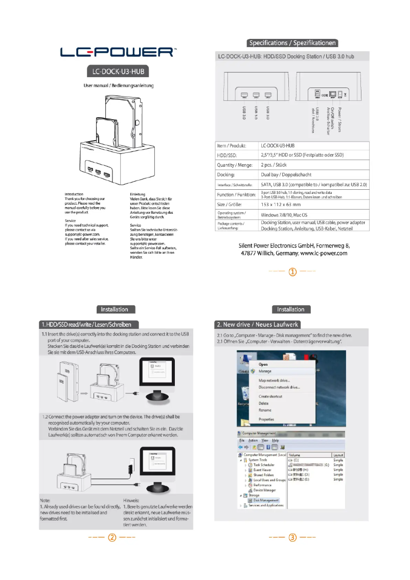 Page 1 of the manual User Manual LC-Power LC-DOCK-U3-HUB